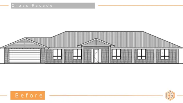 Cross Facade - BEFORE labelled